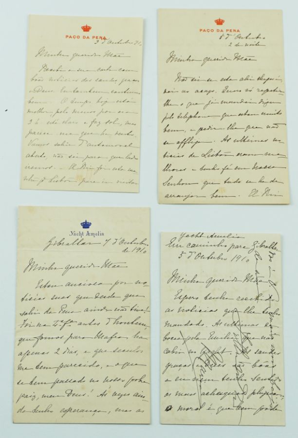 Manuscrito sobre Família Real Portuguesa na saída para o exilio 1910