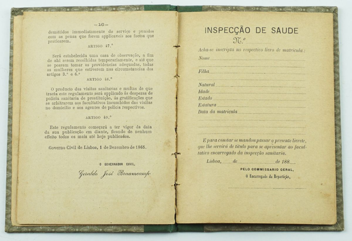Regulamento das Meretrizes e caderneta sanitária (1888)