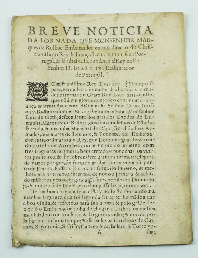 Obra Rara sobre a Restauração Portuguesa 1645
