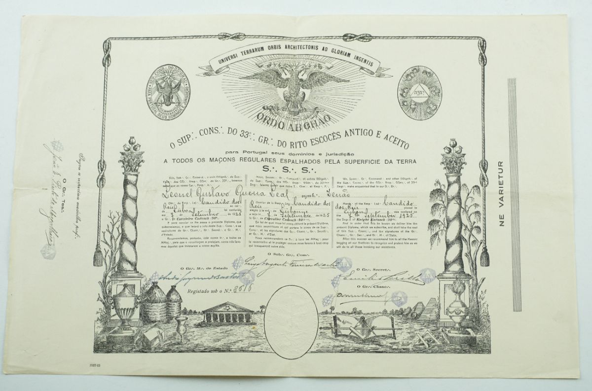 Raro Diploma Maçónico