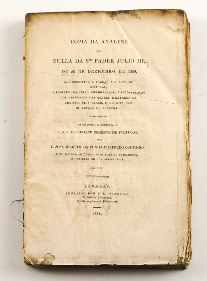 Copia da Analyse da Bulla da Smo Padre Júlio III de 30 de Dezembro de 1550