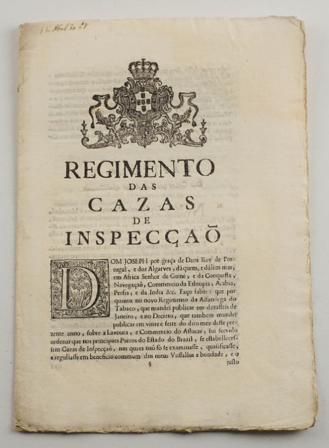 Regimento das Cazas de Inspecçaõ – 1751