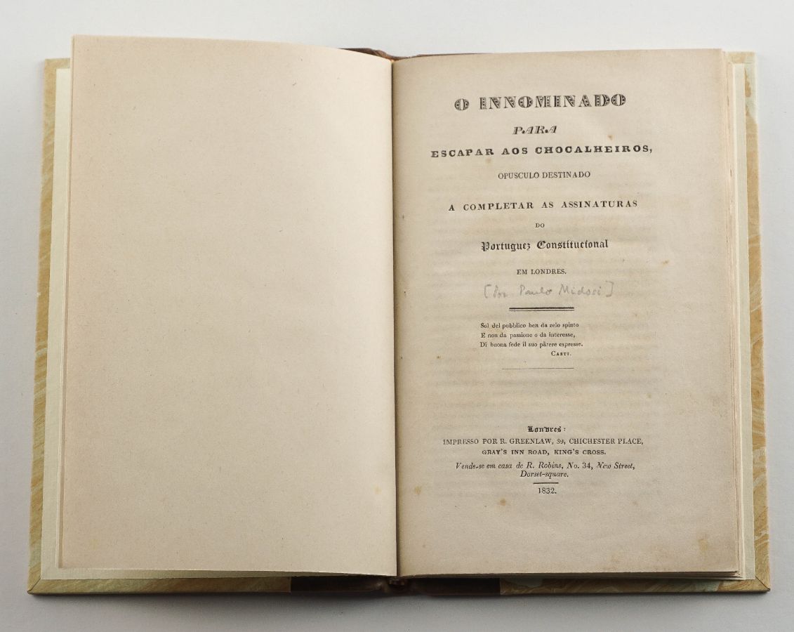 Para completar a colecção do Português Constitucional em Londres (1832)