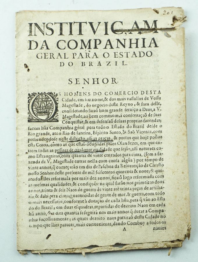 Importante Documento sobre o Brasil publicado em 1649