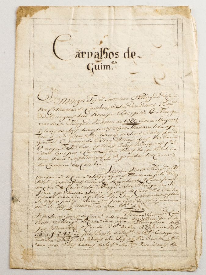 Manuscrito de Genealogia, sec XVII – Familia Carvalhos de Guimarães