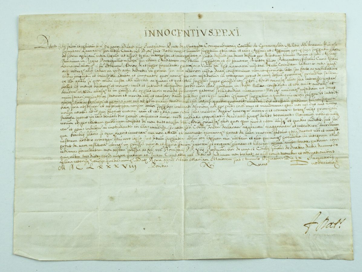 Pergaminho do Papa Beato Inocêncio XI – 1688
