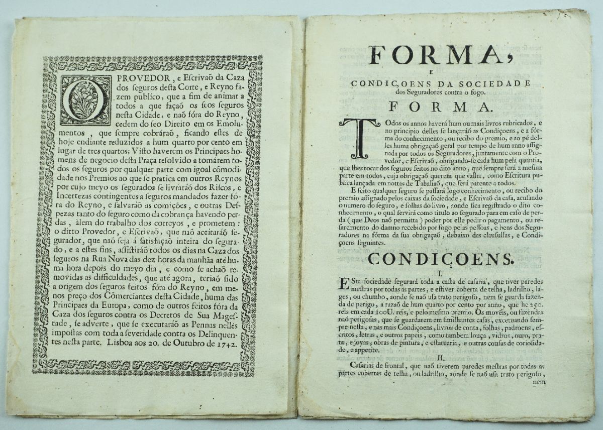 Primeira Apólice de Seguro de Incendio – 1742