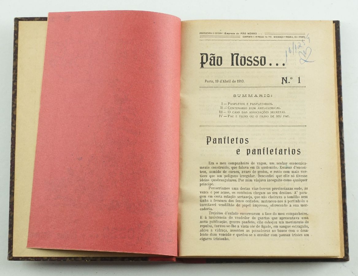 Pão Nosso periódico republicano e anticlerical (1910)