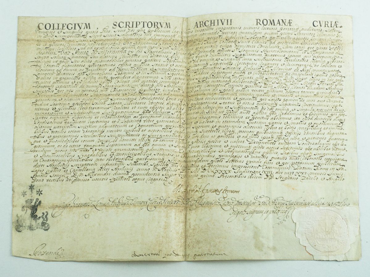 Manuscrito Apostólico do Papa Alexandre VIII – 1690