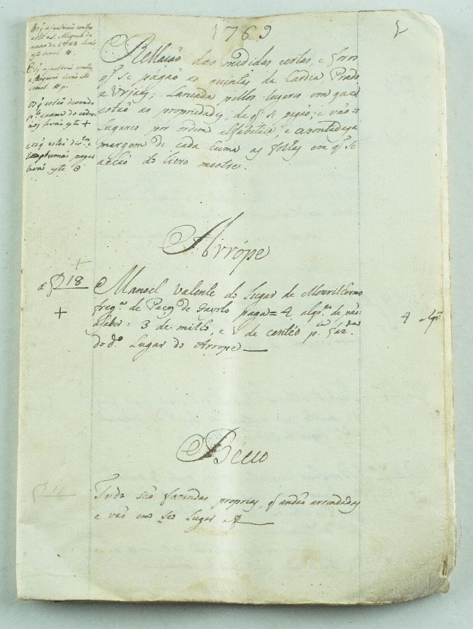 Caderno Manuscrito sec XVIII – 1769