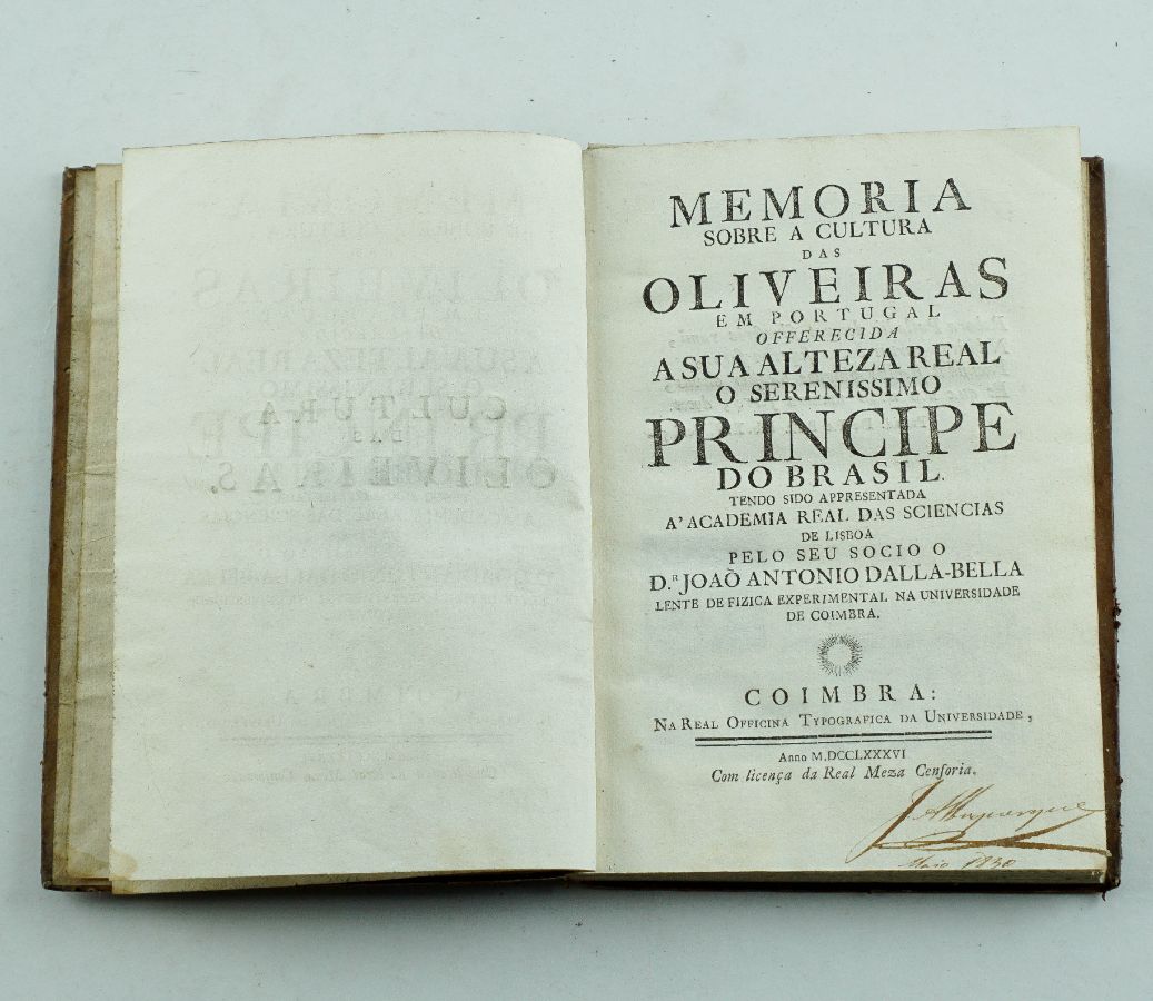 Memoria sobre a cultura das oliveiras em Portugal – Primeira edição 1786