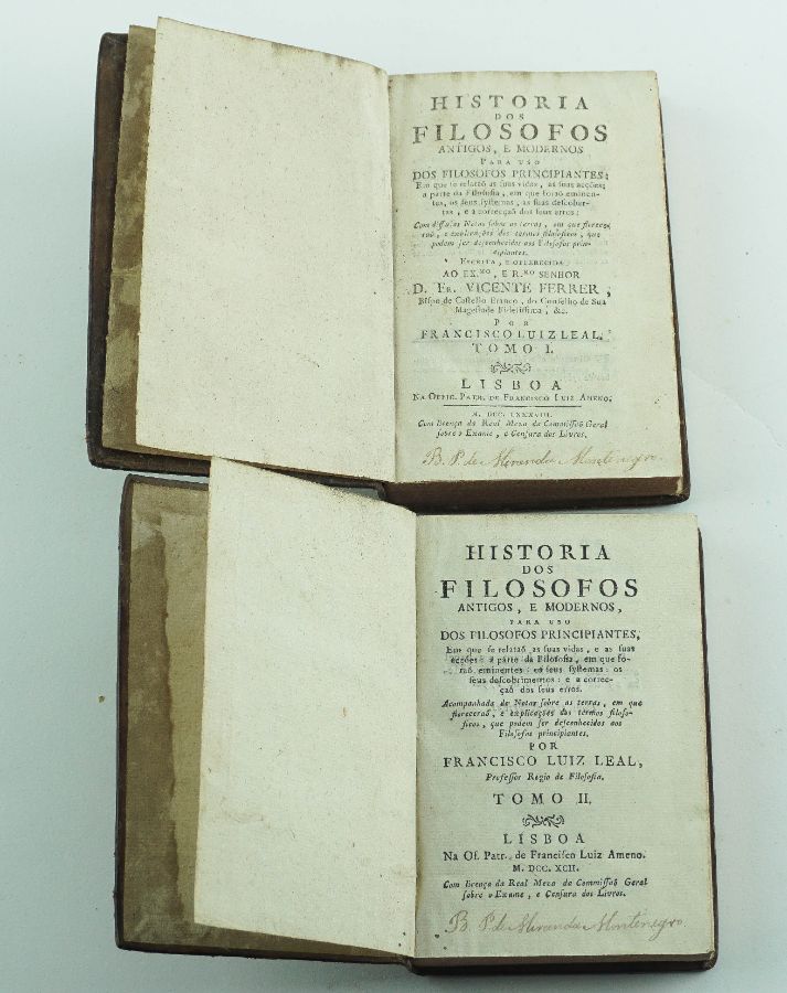 História dos Filosofos Antigos e Modernos Antígos, e Modernos, 1788