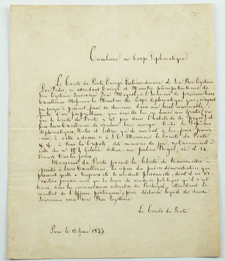 Importante e raro manuscrito sobre as guerras liberais – 1833