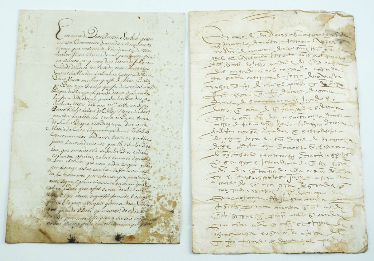 Manuscrito testamento de Fidalgo na cidade do Porto, 1530