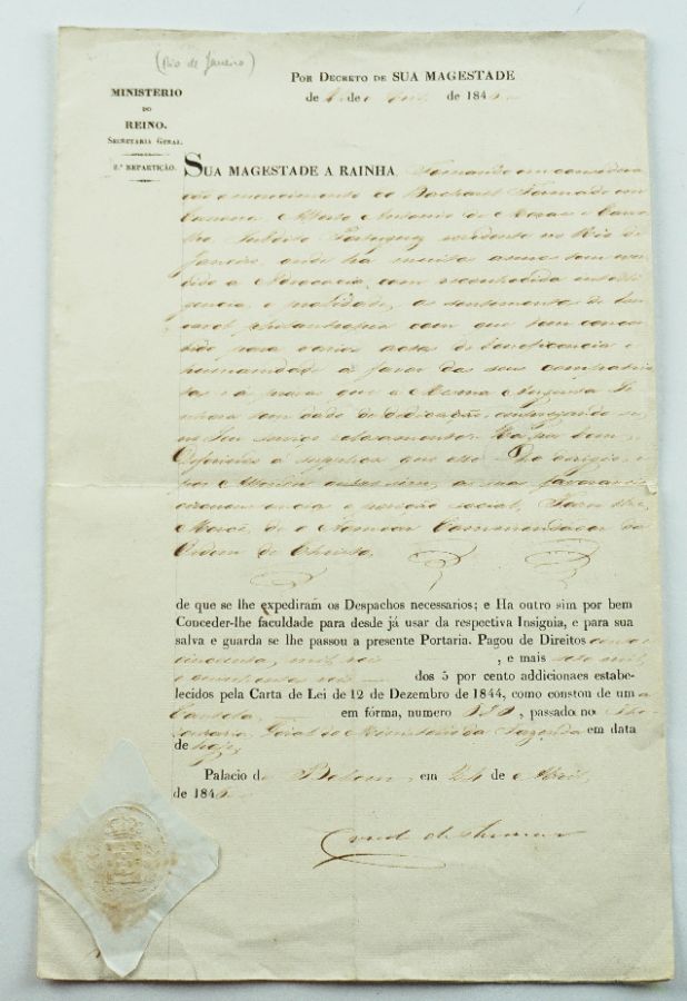 Alvará de Comendador da Ordem de Cristo, D. Maria II - 1846