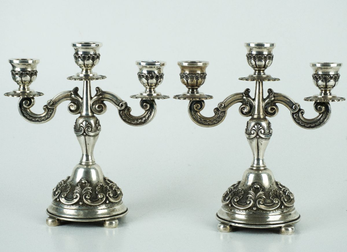 Par de Candelabros de 3 lumes