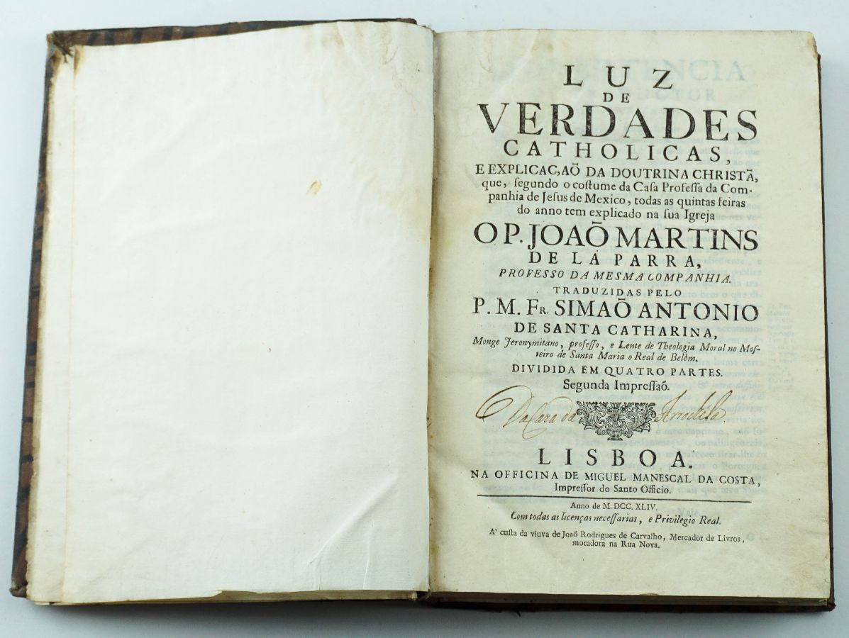 Luz de Verdades Catholicas, e explicaçam da Doutrina Christãa -1744