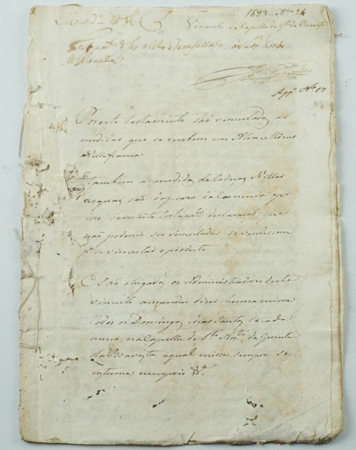 Manuscrito 1693 Testamento de Carllos Pinto de Miranda