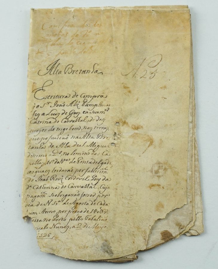 Raríssimo Manuscrito Pergaminho Açores 1526