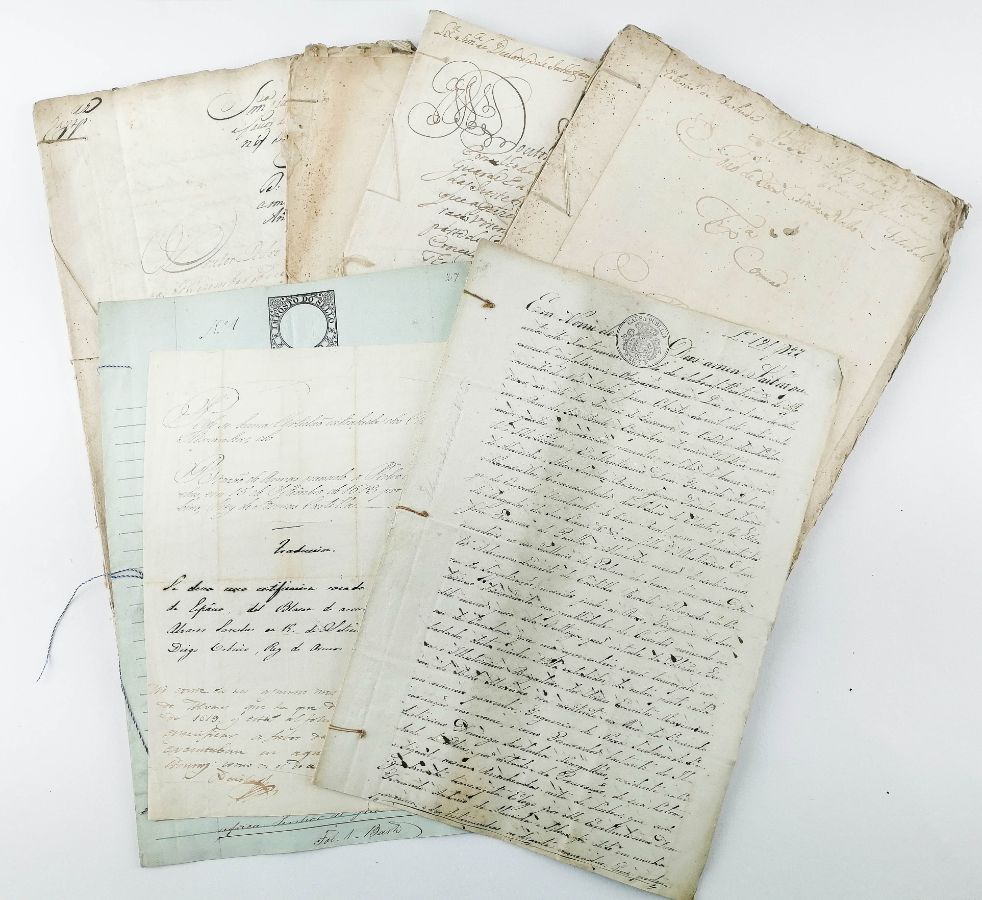 LOTE DE MANUSCRITOS - FAMÍLIA SANCHES DE BAENA. 1733 - 1881