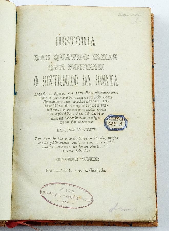 História das Quatro Ilhas que Formam o Districto da Horta