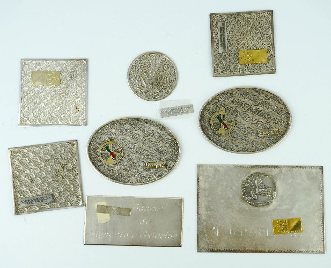 6 Placas comemorativas em filigrana de prata