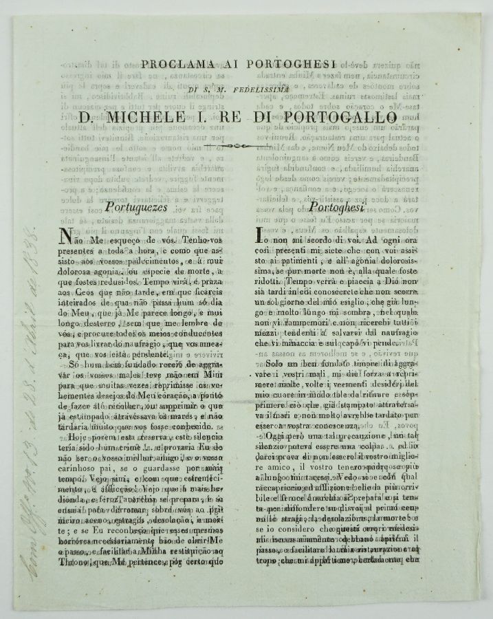 D. Miguel – proclamação aos Portugueses (1837)