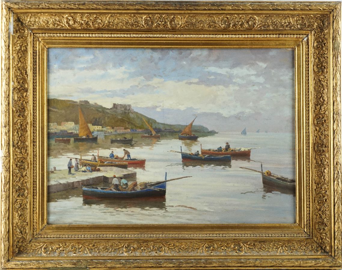 Costa marítima com pescadores (Bretanha?)