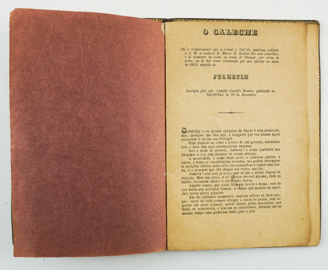 Folhetim O Caleche por Camillo Castello Branco, 1849
