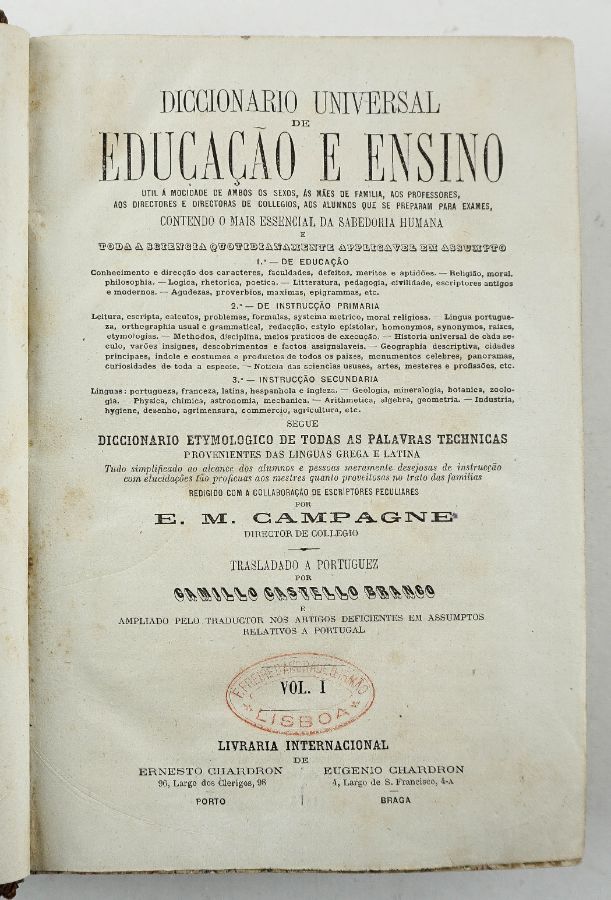 (Camilo castelo Branco, tradução) E. M. Campagne.