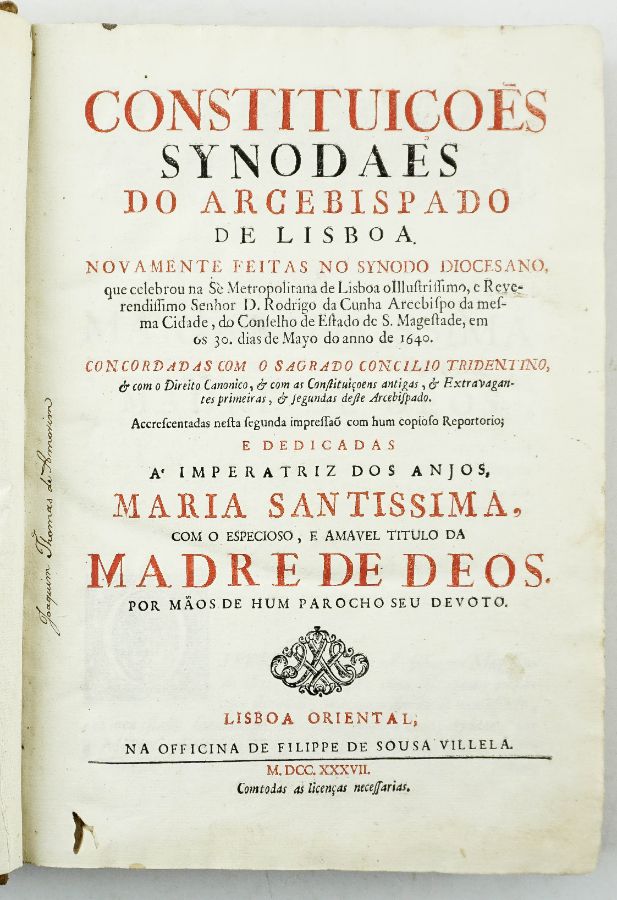 CONSTITUIÇÕES SYNODAES DO ARCEBISPADO DE LISBOA