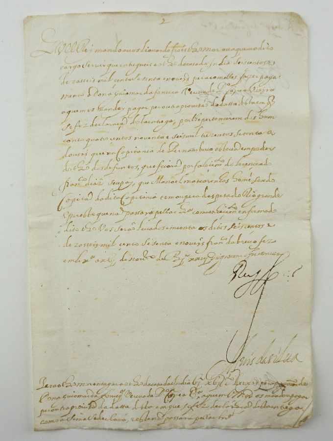 Manuscrito sobre papel, um bifólio , carta régia assinada ( D. Filipe II )