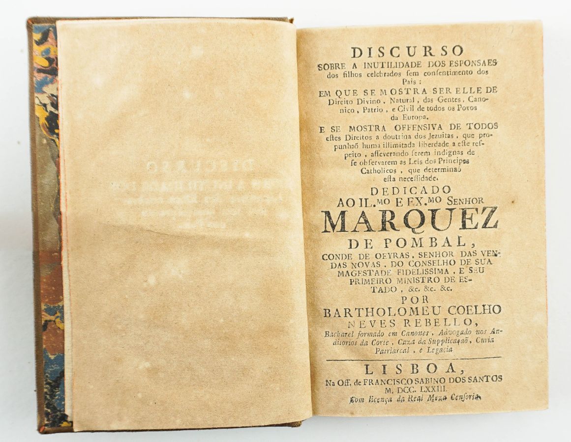 Obra sobre o casamento, dedicada ao Marquês de Pombal