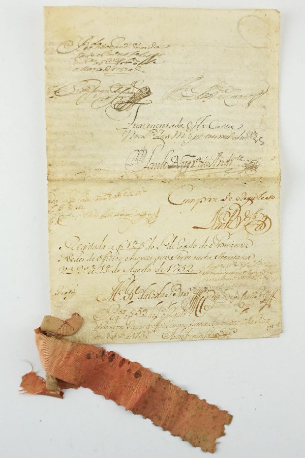 Documento régio em pergaminho relativo a Ouro Preto- Brasil, 1752