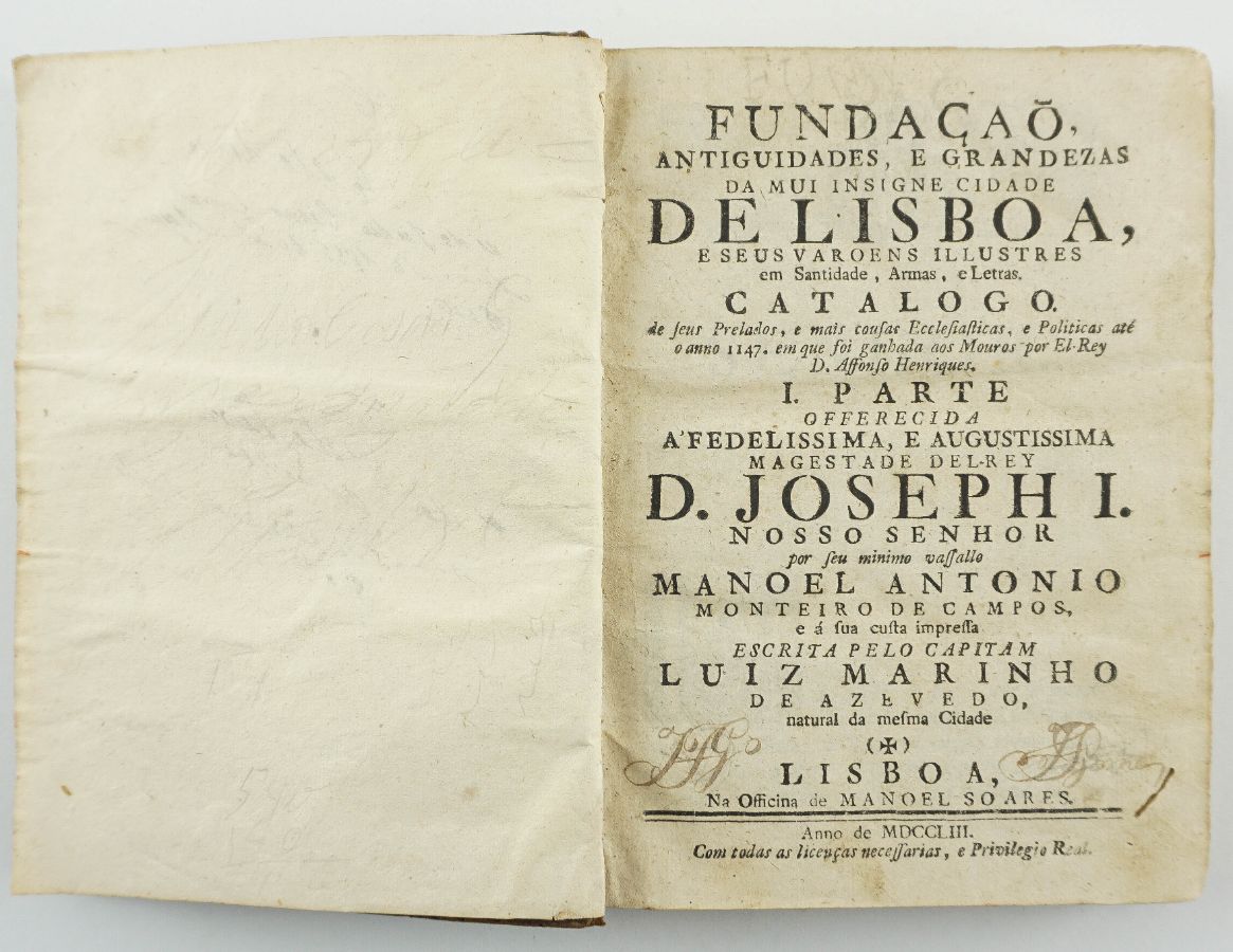 Fundação , Antiguidades e Grandezas da mui Insigne Cidade de Lisboa Luiz Marinho de Azevedo - 1753