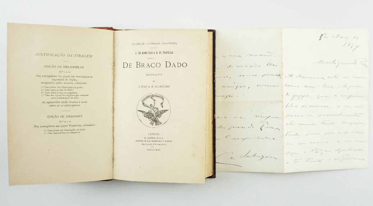Excepcional conjunto com carta manuscrita e a Livro do Conde de Sabugosa