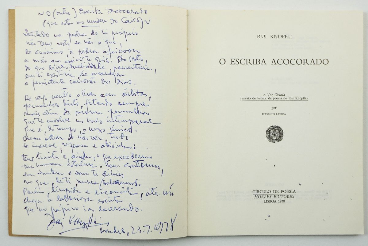 Rui Knopfli – com dedicatória e poema manuscrito