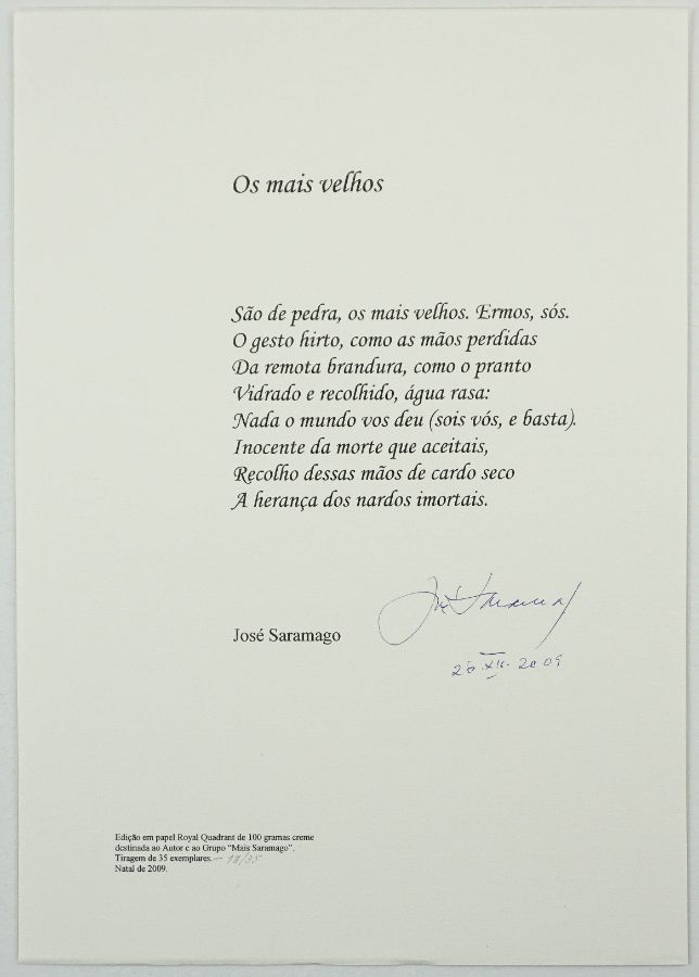 José Saramago – Poema assinado