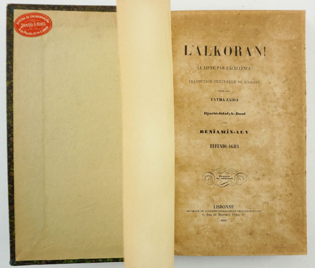 Rara edição portuguesa do Corão - 1861