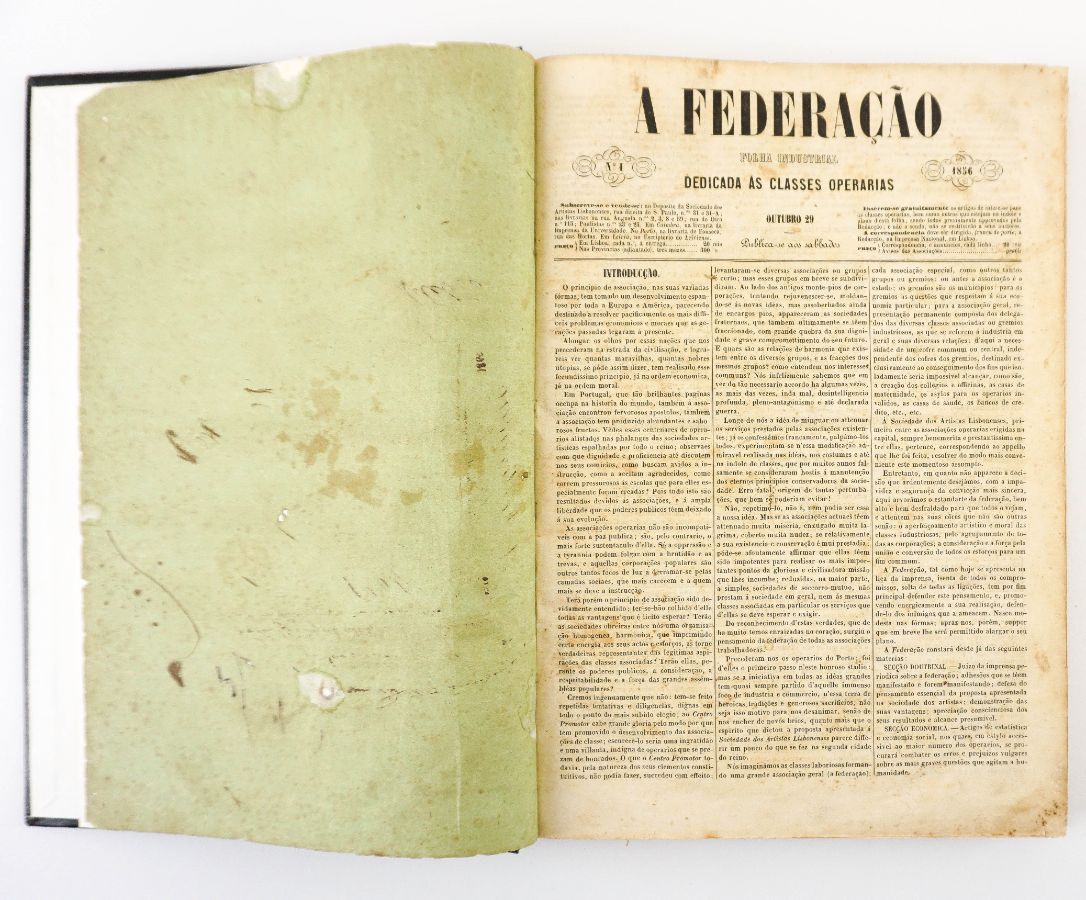 A Federação – um dos primeiros jornais operários portugueses (1856)