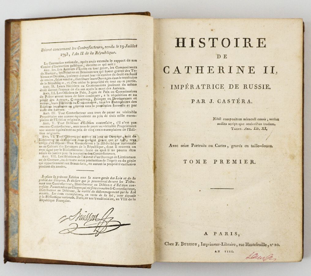 Importante e rara obra sobre Catarina II da Rússia