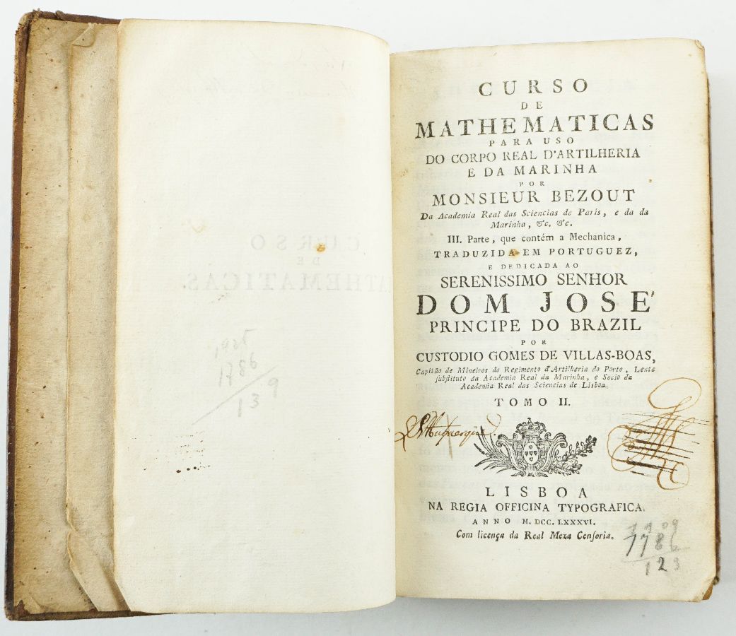 Curso de Matemáticas Para Uso dos Guarda Bandeiras e Guarda Marinha (1786) Monsieur Etienne Bezout