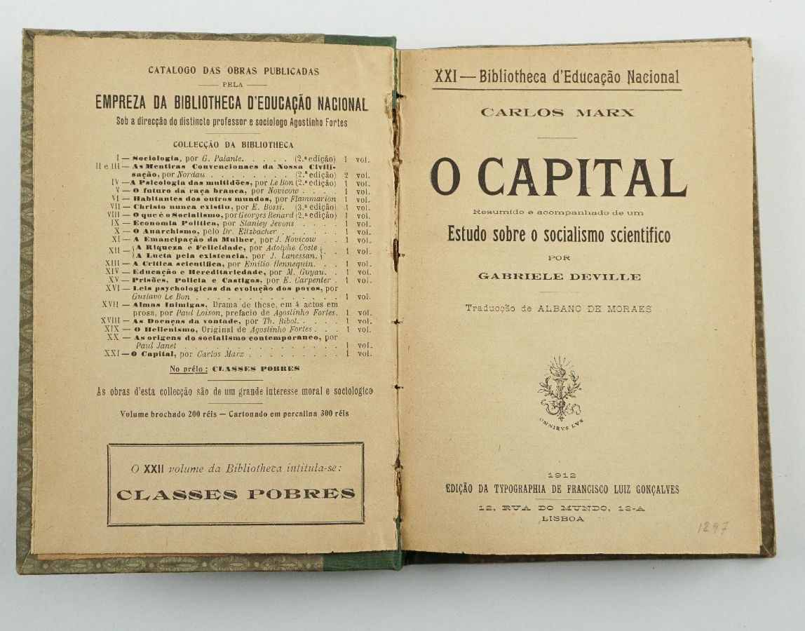 1ª edição de O Capital em Portugal (1912)