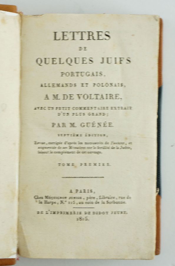 Obra em defesa dos Judeus contra os sarcasmos de Voltaire (1815)