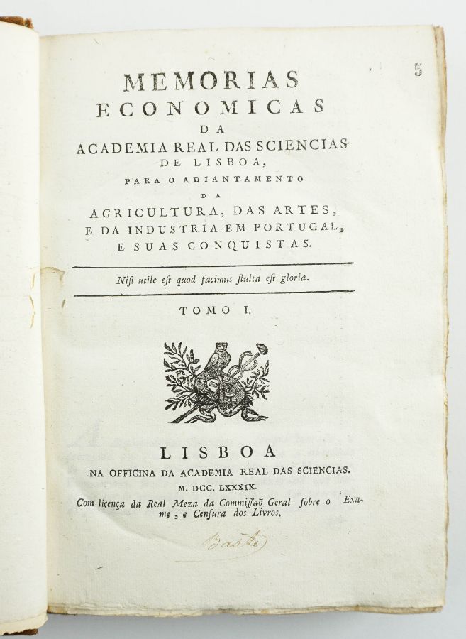 MEMORIAS ECONOMICAS DA ACADEMIA REAL DAS SCIENCIAS DE LISBOA PARA ADIATAMENTO DA AGRICULTURA, DAS ARTES, E DA INDUSTRIA EM PORTUGAL, E SUAS CONQUISTAS.