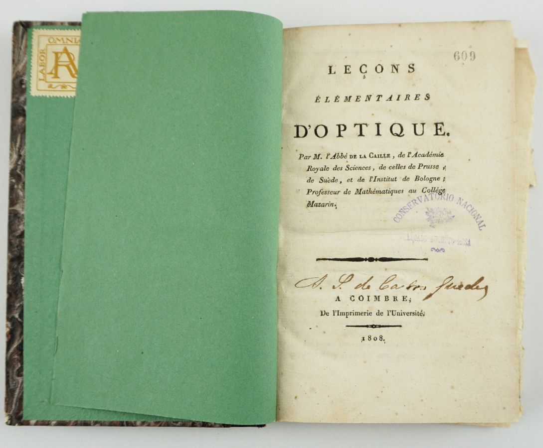 Lições de Óptica – Impresso em Coimbra