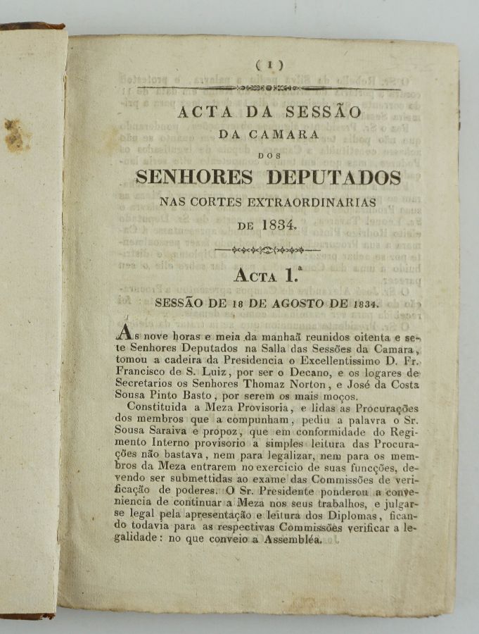 Liberalismo – 1ª sessão legislativa após a vitória liberal (1834)