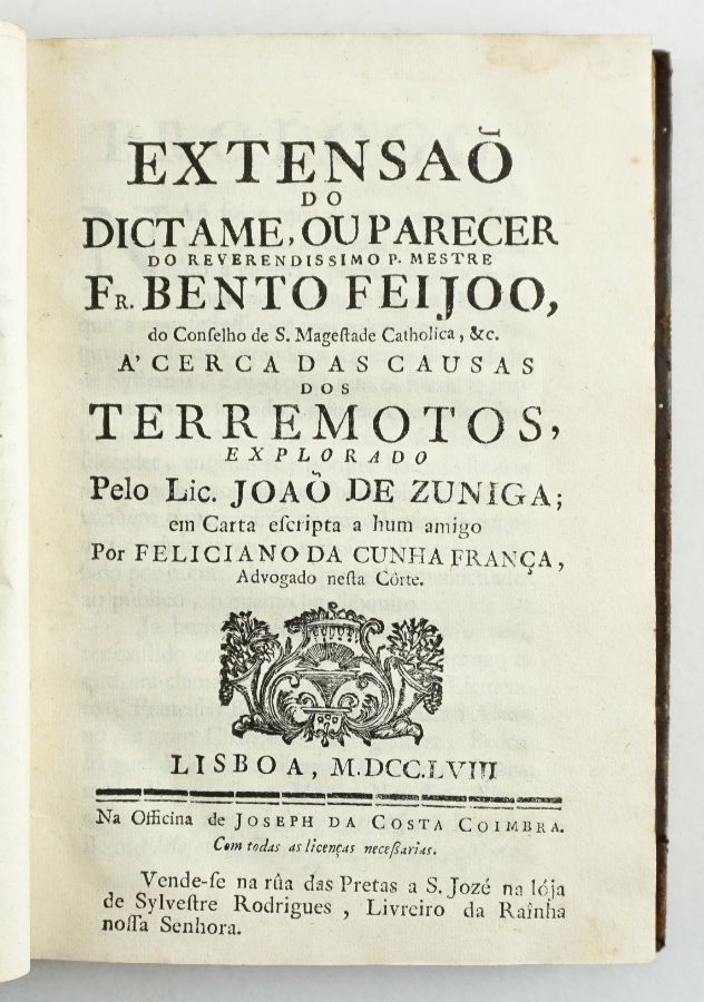 Terramoto de Lisboa 1755 – publicação de 1758