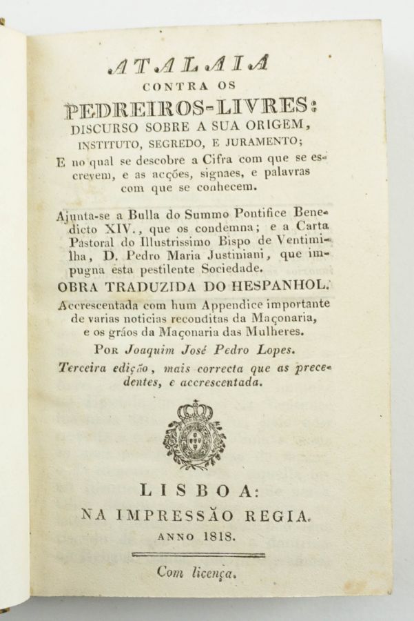 Maçonaria – Atalaia contra os Pedreiros Libres (1818)