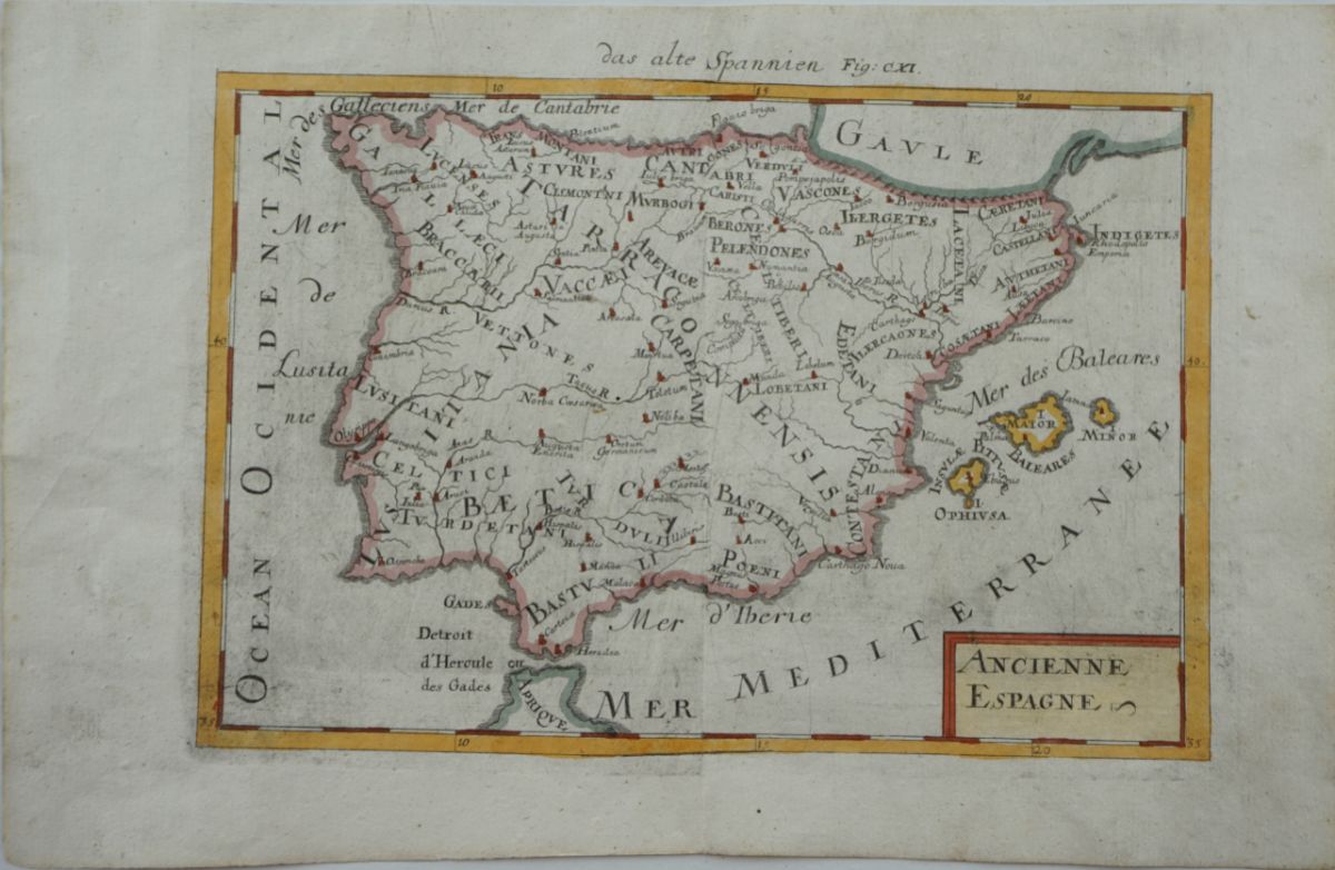 Mapa da Peninsula Ibérica Antiga (Ancienne Espagne)